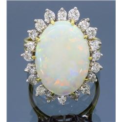 18KT Yellow Gold Opal and Diamond Ring