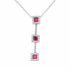14KT White Gold 0.60ctw Ruby and Diamond Pendant with Chain