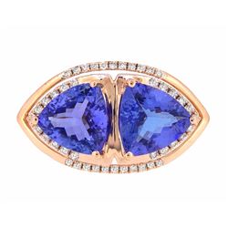 14KT Rose Gold 4.66ctw Tanzanite and Diamond Ring