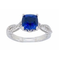 18KT White Gold 2.18ct GIA Blue Sapphire and Diamond Ring