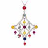 Image 1 : 18KT White Gold 3.17ctw Multi Color Sapphire and Diamond Pendant with Chain