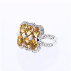 14KT White Gold 2.62ctw Citrine and Diamond Ring