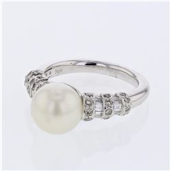 14KT White Gold 5.67ct Pearl and Diamond Ring