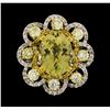 Image 1 : 14KT Two Tone Gold 4.41ctw Yellow Sapphire and Diamond Ring