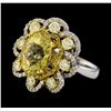 Image 2 : 14KT Two Tone Gold 4.41ctw Yellow Sapphire and Diamond Ring