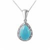 Image 1 : 14KT White Gold 9.08ct Turquoise and Diamond Pendant with Chain