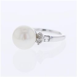 14KT White Gold 9.67ct Pearl and Diamond Ring