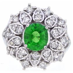 14KT White Gold 1.61ct GIA Cert Tsavorite and Diamond Ring