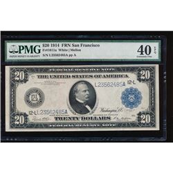 1914 $20 San Francisco Federal Reserve Note PMG 40EPQ