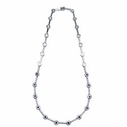 18KT White Gold Blue Sapphire and Diamond Necklace
