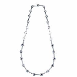 18KT White Gold Blue Sapphire and Diamond Necklace