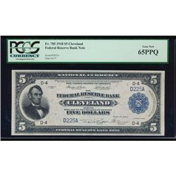 1918 $5 Cleveland Federal Reserve Bank Note PCGS 65PPQ