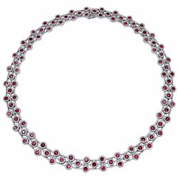 14KT White Gold 15.06ctw Ruby and Diamond Necklace