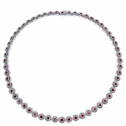 14KT White Gold 7.64ctw Ruby and Diamond Necklace