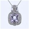 Image 1 : 14KT White Gold 5.01ct Amethyst and Diamond Pendant with Chain