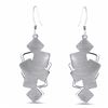 Image 2 : Sterling Silver Textured Polished Brushed Dangle Earrings