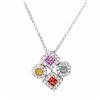 Image 1 : 14KT White Gold 0.73ctw Multi Color Sapphire and Diamond Pendant with Chain
