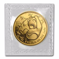 1985 China 100 Yuan Panda 1oz Sealed Gold Coin