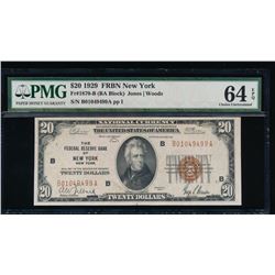 1929 $20 New York Federal Reserve Bank Note PMG 64EPQ