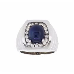 14KT White Gold 5.53ct Sapphire and Diamond Ring