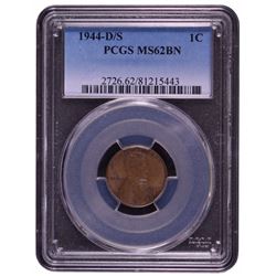 1944-D/S Lincoln Cent PCGS MS62BN