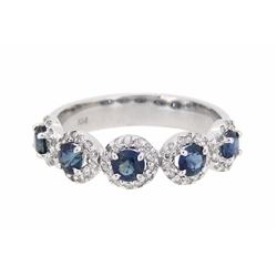 14KT White Gold 1.05ctw Blue Sapphire and Diamond Ring