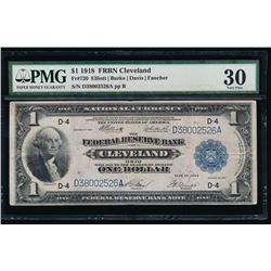 1918 $1 Cleveland Large Federal Reserve Bank Note PMG 30