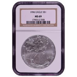 1996 $1 American Silver Eagle Coin NGC MS69