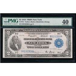 1918 $2 New York Federal Reserve Bank Note PMG 40