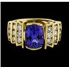 Image 1 : 14KT Yellow Gold 2.56ct Tanzanite and Diamond Ring