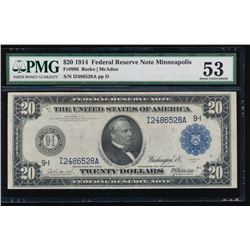 1914 $20 Minneapolis Federal Reserve Note PMG 53