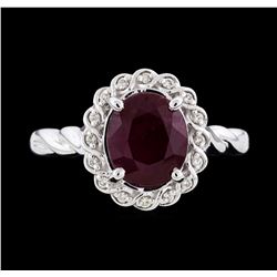 14KT White Gold 3.00ct Ruby and Diamond Ring