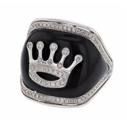 14KT White Gold 18.53ct Onyx and Diamond Ring