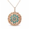 Image 1 : 14KT Rose Gold 5.40ctw Turquoise and Diamond Pendant with Chain