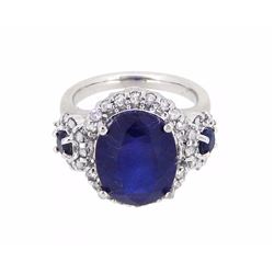 14KT White Gold 7.21ctw Sapphire and Diamond Ring