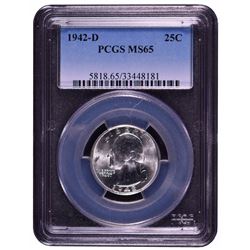 1942-D Washington Quarter Coin PCGS MS65