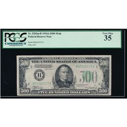 1934A $500 New York Mule Federal Reserve Note PCGS 35