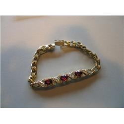 BRACELET W/DIAMONDS & RED TOURMALINE