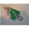 Image 1 : 14KG BROOCH W/DIAMONDS (2 MISSING) & JADE