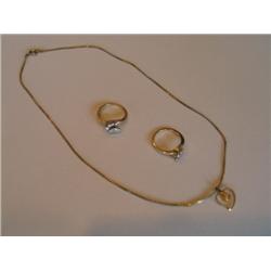 LOT, WEDDING SET W/DIAMONDS & NECKLACE