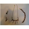 Image 1 : LOT, (3) PIECE SET GARNET JEWELRY INCLUDING; NECKLACE, EARRINGS & BRACELET