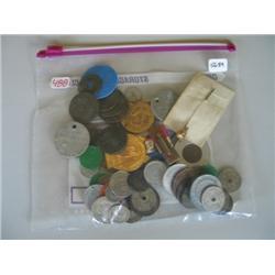 LOT, ASSORT TOKENS, MEDALS, WWI DOG TAGS & COINS