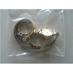 LOT, RING W/DIAMOND, (2) RINGS LADIES BULOVA WRISTWATCH