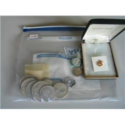LOT, MISC COINS & JEWELRY