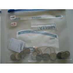 LOT, NECKLACE W/PEARL & DIAMOND, ASSORT. COINS & EARRINGS