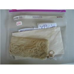 LOT, (2) RINGS & LACE HANDKERCHIEF & NOTE MENTIONING IT WAS USED IN A WEDDING MARCH 4, 1896