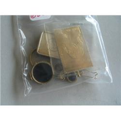LOT, ASSORT JEWELRY, 1 OZ SILVER INGOT, GOLD FOIL STAMP