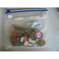 LOT, ASSORT. MONEY, JEWELRY & CASINO CHIPS