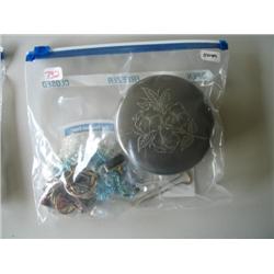 LOT, MISC JEWELRY, COINS & BOX