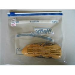 NARWHALE HALF TOOTH CRIBBAGE BOARD SIGNED